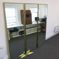 Contemporary Full Length, Gold Metal Framed, Tri Folding, Double Sided, Bevel Edged Mirror. Size H230 x W180 x D5cm. NOTE: Un-assembled for collection and mirrors are extremely heavy.