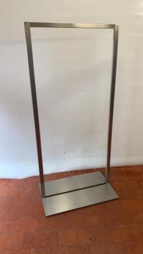Brushed Stainless Steel Clothes Rail. Size H170cm x W80cm x D50cm. NOTE: base is extremely heavy.