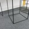 Set of 3 Black Assorted Sized Metal Framed Display Tables with Wooden Insert to Include: 1 x H75 x W129 x D43cm, 1 x H85 x W43 x D43cm & 1 x H45 x W43 x D43cm. - 5