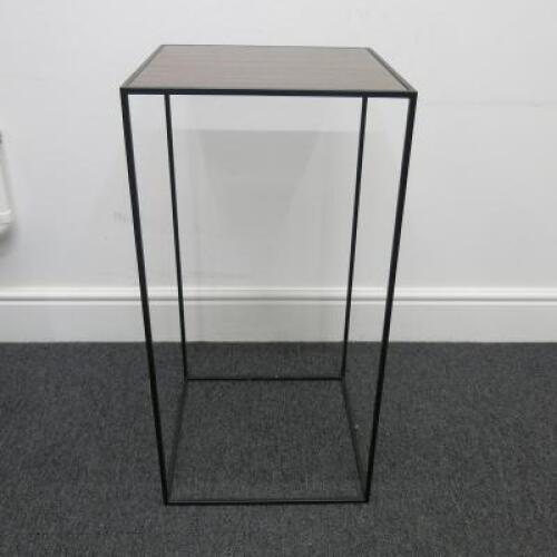 Metal Framed Display Table with Wooden Insert. Size H85cm x W43cm x D43cm.