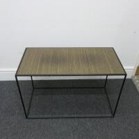 Metal Framed Display Table with Wooden Insert. Size H55cm x W86cm x D43cm.