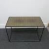 Metal Framed Display Table with Wooden Insert. Size H55cm x W86cm x D43cm.