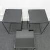 Set of 3 Black Assorted Sized Metal Framed Display Tables with Black Glass Insert to Include 2 x H65cm x W43cm x D43cm & 1 x H45cm x W43cm x D43cm. - 5