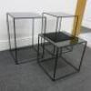 Set of 3 Black Assorted Sized Metal Framed Display Tables with Black Glass Insert to Include 2 x H65cm x W43cm x D43cm & 1 x H45cm x W43cm x D43cm. - 6