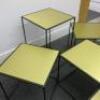 Set of 6 Black Assorted Sized Metal Framed Display Tables with Gold Metal Finish Insert to Include: 1 x H65cm x W43cm x D43cm & 5 x H45cm x W43cm x D43cm. - 3