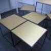 Set of 6 Black Assorted Sized Metal Framed Display Tables with Gold Metal Finish Insert to Include: 1 x H65cm x W43cm x D43cm & 5 x H45cm x W43cm x D43cm. - 4