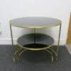 Nest of 2 Gold Metal Framed Side Tables with Black Glass Insert to Include: 1 x H75cm x Dia 90cm & 1 x H40cm & Dia 70cm. - 5