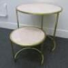 Nest of 2 Gold Metal Framed Side Tables with Marble Effect Insert to Include: 1 x H70cm x Dia 70cm & 1 x H45cm & Dia 45cm. - 2