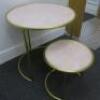 Nest of 2 Gold Metal Framed Side Tables with Marble Effect Insert to Include: 1 x H70cm x Dia 70cm & 1 x H45cm & Dia 45cm. - 4