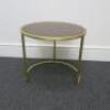 Gold Metal Framed Side Table with Wood Insert. Size H45cm x Dia 50cm.