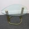 Glass Tear Drop Top Shaped Side Table on Gold Coloured Base. Size H54cm x W76cm. - 2