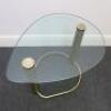 Glass Tear Drop Top Shaped Side Table on Gold Coloured Base. Size H54cm x W76cm. - 4