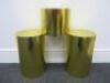 3 x Assorted Sized Gold Wrapped Ply Display Plinths to Include: 2 x H40cm x Dia 25cm & 1 x 20cm x 25cm. - 3