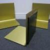 3 x Gold Coloured Metal Folded Shelf Display. Size H45cm x W45cm x D40cm. - 3