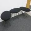 Set of 3 Chrome Legged Stools Upholstered in Black Fabric. Size H44cm x W50cm. - 2