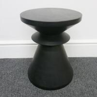 Black Painted Wooden Stool. Size H46cm x Dia 35cm