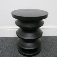 Black Painted Wooden Stool. Size H46cm x Dia 35cm