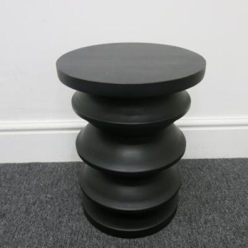 Black Painted Wooden Stool. Size H46cm x Dia 35cm