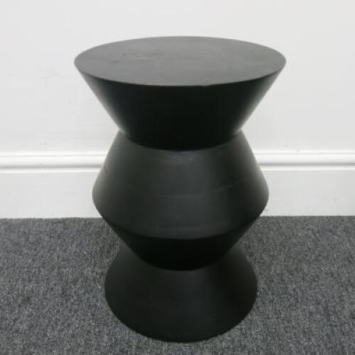 Black Painted Wooden Stool. Size H44cm x Dia 30cm