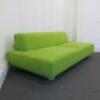 Lime Green Upholstered 2 Seater Settee on Metal Framed Legs with 2 Green Cushions. Size H64cm x W220cm x D100cm - 2