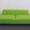 Lime Green Upholstered 2 Seater Settee on Metal Framed Legs with 2 Green Cushions. Size H64cm x W220cm x D100cm - 6
