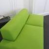 Lime Green Upholstered 2 Seater Settee on Metal Framed Legs with 2 Green Cushions. Size H64cm x W220cm x D100cm - 7