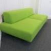 Lime Green Upholstered 2 Seater Settee on Metal Framed Legs with 2 Green Cushions. Size H64cm x W220cm x D100cm - 8