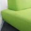 Lime Green Upholstered 2 Seater Settee on Metal Framed Legs with 2 Green Cushions. Size H64cm x W220cm x D100cm - 9