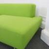 Lime Green Upholstered 2 Seater Settee on Metal Framed Legs with 2 Green Cushions. Size H64cm x W220cm x D100cm - 11