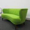 Lime Green Upholstered Button Backed Curved 2 Seater Chair. Size H71cm x W144cm x D80cm. - 2