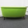 Lime Green Upholstered Button Backed Curved 2 Seater Chair. Size H71cm x W144cm x D80cm. - 4