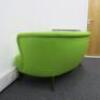 Lime Green Upholstered Button Backed Curved 2 Seater Chair. Size H71cm x W144cm x D80cm. - 5