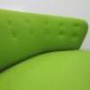 Lime Green Upholstered Button Backed Curved 2 Seater Chair. Size H71cm x W144cm x D80cm. - 6