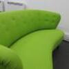 Lime Green Upholstered Button Backed Curved 2 Seater Chair. Size H71cm x W144cm x D80cm. - 7
