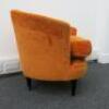 Burnt Orange Upholstered Lounge Chair on Black Legs. H69cm x W80cm x D69cm. - 2