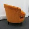 Burnt Orange Upholstered Lounge Chair on Black Legs. H69cm x W80cm x D69cm. - 2