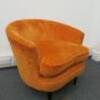 Burnt Orange Upholstered Lounge Chair on Black Legs. H69cm x W80cm x D69cm. - 4
