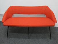 Blood Orange Upholstered Stud Back 2 Seater Chair on 6 Leg Metal Base. H70cm x W135cm x D60cm