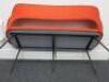 Blood Orange Upholstered Stud Back 2 Seater Chair on 6 Leg Metal Base. H70cm x W135cm x D60cm - 5