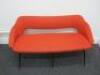 Blood Orange Upholstered Stud Back 2 Seater Chair on 6 Leg Metal Base. H70cm x W135cm x D60cm - 2