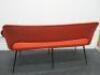 Blood Orange Upholstered Stud Back 2 Seater Chair on 6 Leg Metal Base. H70cm x W135cm x D60cm - 4