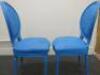 Pair of Blue Painted Oval Stud Backed Wood Framed Chairs. - 3