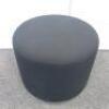 Ply Wood Black Upholstered Pouffee. Size H44cm x Dia 57cm. - 2