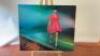 Lady with Pink Dress, Self Adhesive Vinyl Print, Mounted on Di-Bond with Aluminium Frame. Size H75cm x W90cm.