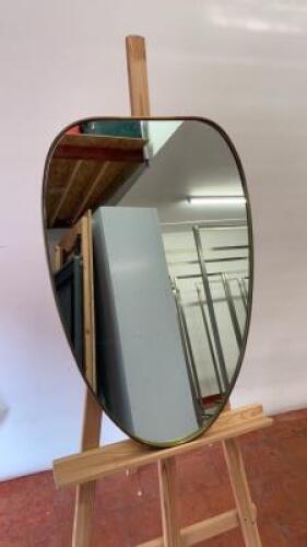 Decorative Mirror with Brass Surround. Size H72cm x W47cm.