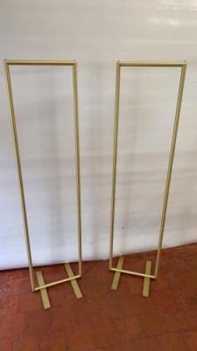 Pair of Gold Effect Metal Clothes Rail. Size H152cm x W38cm x D20cm.