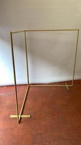 Gold Effect Metal Double Fold Out Clothes Rail. Size H152cm x W127cm x D20cm. Approx Overall Length 2.5m.