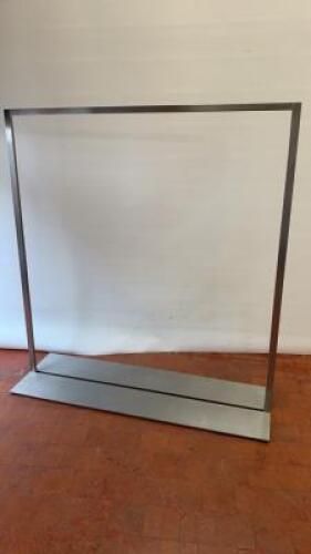 Brushed Stainless Steel Clothes Rail. Size H170cm x W160cm x D50cm. NOTE: base is extremely heavy.