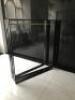 Black Tri Folding, Commercial Shop Display Iron Clothes Rail with Gold Coloured Hanging Bar. Size H160 x W130 x D9cm. Approx Overall Length 3.9m. NOTE: Un-assembled for collection and clothes rails are extremely heavy. - 2