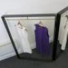 Black Tri Folding, Commercial Shop Display Iron Clothes Rail with Gold Coloured Hanging Bar. Size H160 x W130 x D9cm. Approx Overall Length 3.9m. NOTE: Un-assembled for collection and clothes rails are extremely heavy. - 6